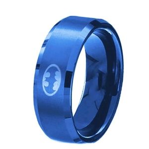 Men's Stainless Steel Ring Blue Size 8